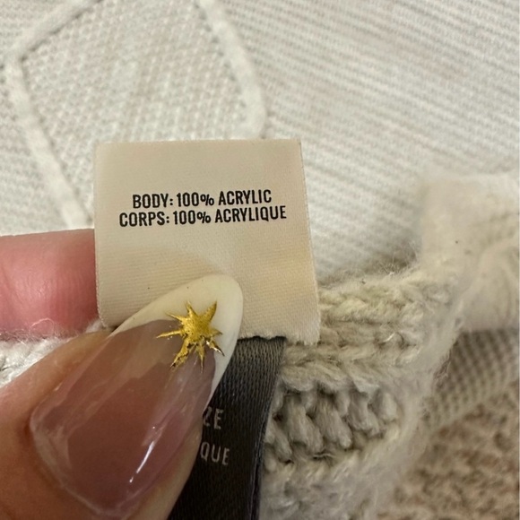 Aerie American Eagle Chunky Ribbed Fisherman Knit Blanket Beige - Picture 4 of 6